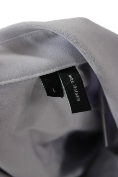 Theory Mens Point Collar Dress Shirt Gray Long Sleeve Size L