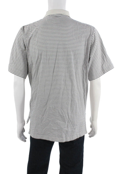 Polo Golf Ralph Lauren Mens Striped White Pima Cotton Short Sleeve Polo Size M