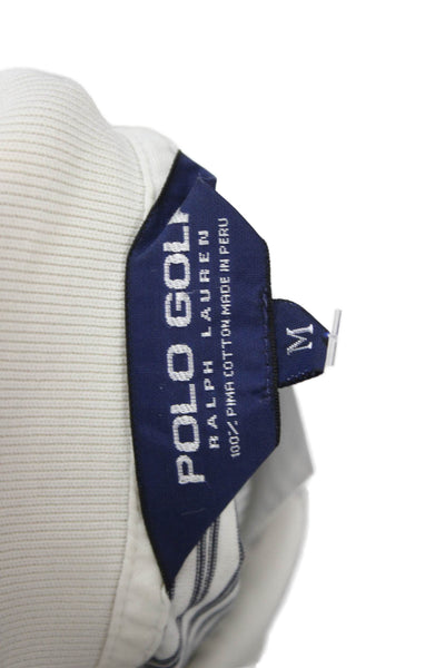 Polo Golf Ralph Lauren Mens Striped White Pima Cotton Short Sleeve Polo Size M