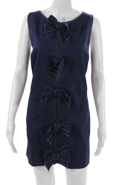 Zeta Women Dark Blue Mini Shift Dress Sleeveless Round Neck Size 8