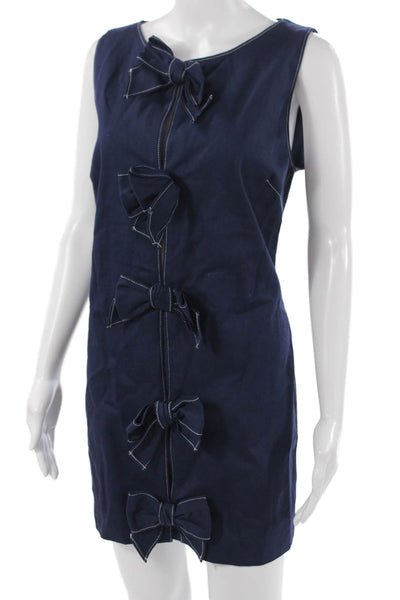 Zeta Women Dark Blue Mini Shift Dress Sleeveless Round Neck Size 8