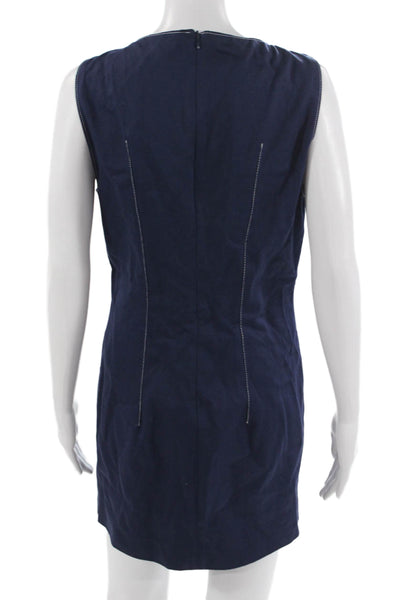 Zeta Women Dark Blue Mini Shift Dress Sleeveless Round Neck Size 8