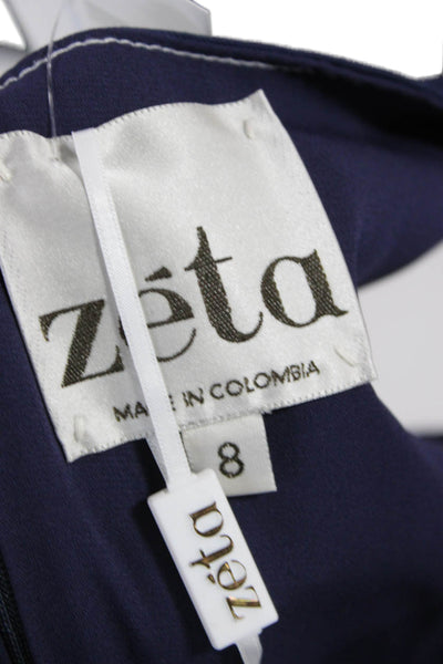 Zeta Women Dark Blue Mini Shift Dress Sleeveless Round Neck Size 8