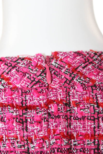 MNG Womens A-Line Mini Dress Pink Check Sleeveless Crew Neck Size L
