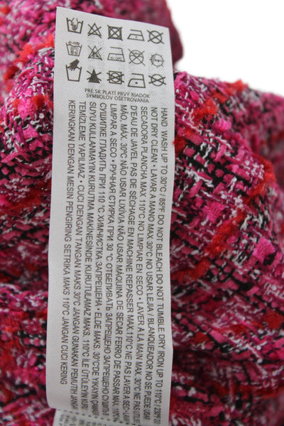 MNG Womens A-Line Mini Dress Pink Check Sleeveless Crew Neck Size L