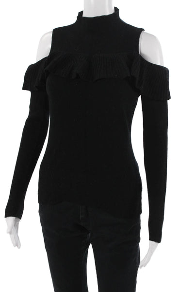 Intermix Unisex Black Mock Neck Pullover Sweater Cashmere Blend Size PP