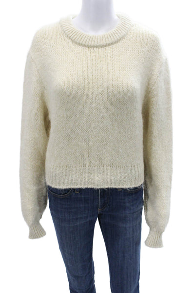 Zara Unisex Pullover Sweater Beige Crew Neck Long Sleeve Cotton Wool Size S