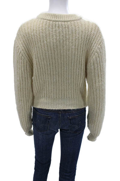 Zara Unisex Pullover Sweater Beige Crew Neck Long Sleeve Cotton Wool Size S
