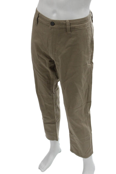 34 Heritage Mens Cropped Ankle Chino Pants Beige Button Size 34
