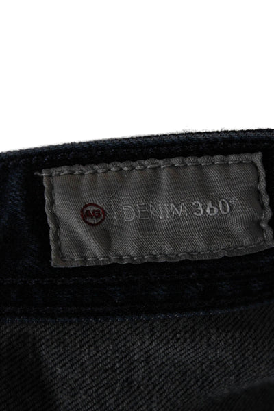 AG Mens Cropped Straight Jeans Dark Blue Button Designer Size 34