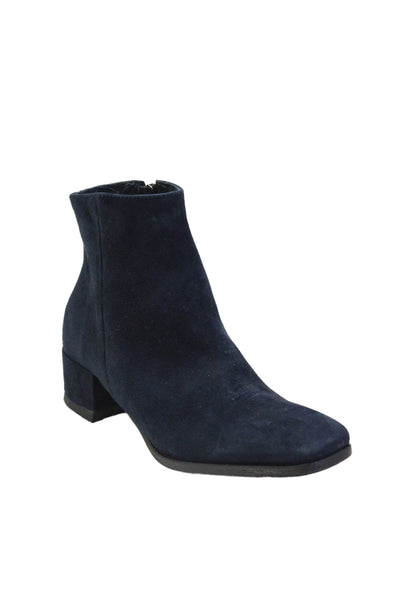275 Central Womens Suede Square Toe Zippered Ankle Boots Blue Size 7