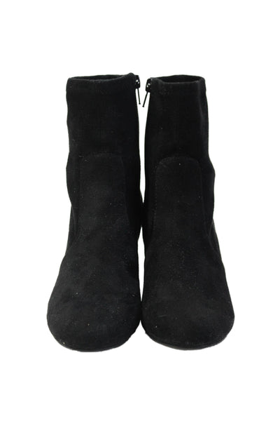 Unisa Womens Suede Zippered Round Toe Heeled Ankle Boots Black Size 7