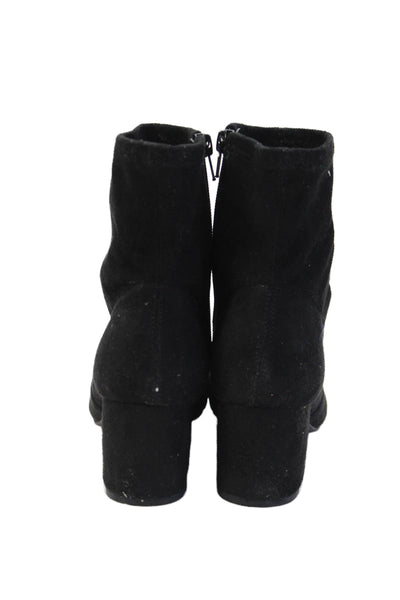 Unisa Womens Suede Zippered Round Toe Heeled Ankle Boots Black Size 7