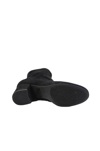 Unisa Womens Suede Zippered Round Toe Heeled Ankle Boots Black Size 7