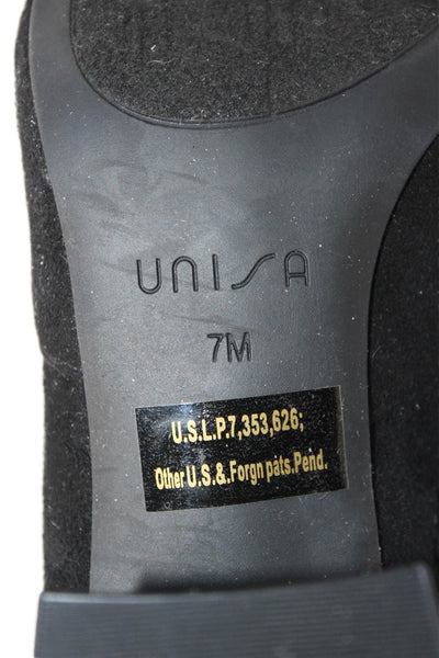 Unisa Womens Suede Zippered Round Toe Heeled Ankle Boots Black Size 7