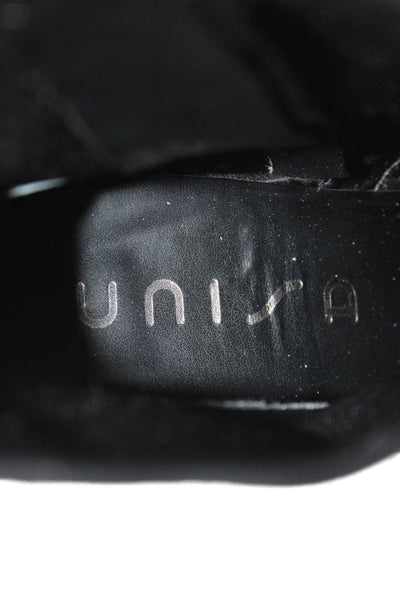 Unisa Womens Suede Zippered Round Toe Heeled Ankle Boots Black Size 7
