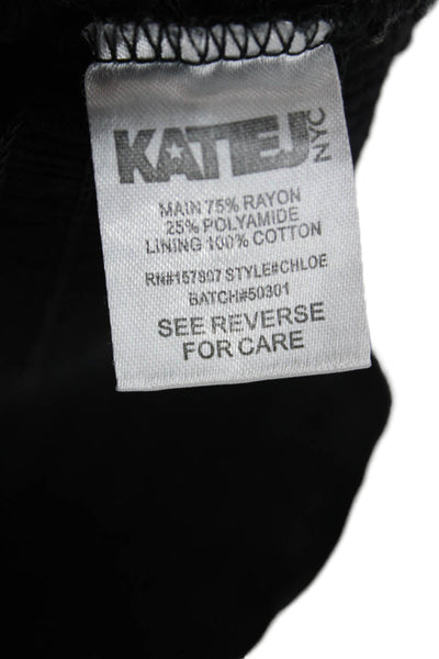 Katie J Girls Long Sleeve V Neck Smocked Crop Top Black Size Extra Large