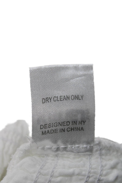 Katie J Girls Short Sleeve V Neck Smocked Crop Top White Size Extra Large