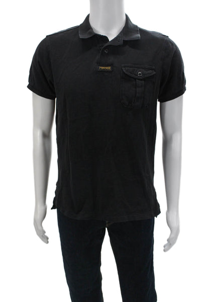 Polo Ralph Lauren Mens Short Sleeve Collared Pocket Polo Shirt Black Size Medium