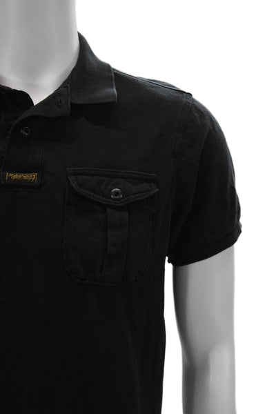 Polo Ralph Lauren Mens Short Sleeve Collared Pocket Polo Shirt Black Size Medium