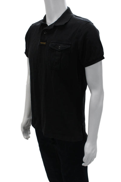 Polo Ralph Lauren Mens Short Sleeve Collared Pocket Polo Shirt Black Size Medium
