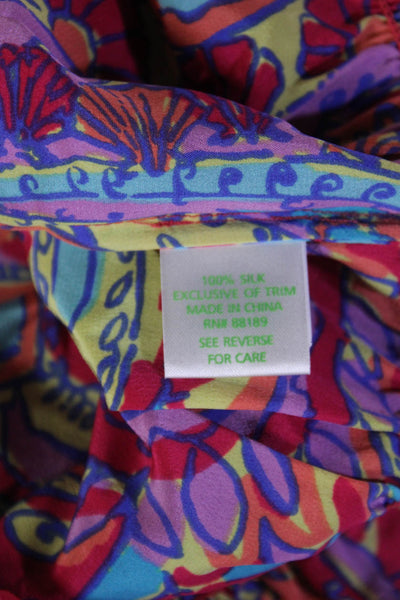 Lily Pulitzer Women Tunic Blouse Blue Paisley Silk Long Sleeve Size XS