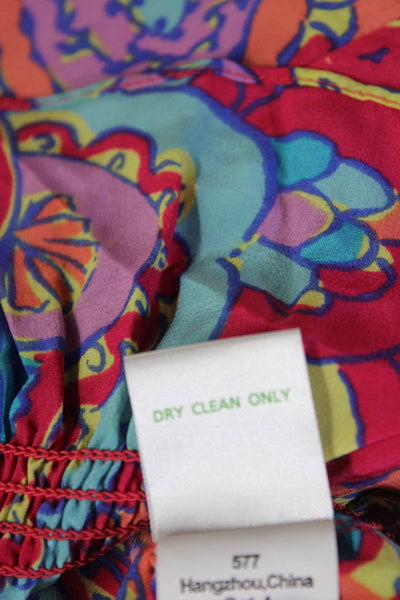 Lily Pulitzer Women Tunic Blouse Blue Paisley Silk Long Sleeve Size XS