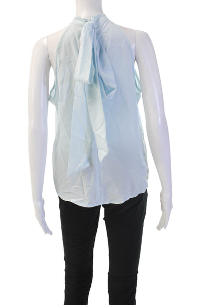 Alex Marie Womens Light Blue Sleeveless High Neck Polyester Blouse Size S