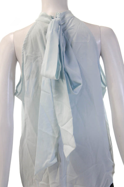 Alex Marie Womens Light Blue Sleeveless High Neck Polyester Blouse Size S