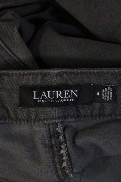 Lauren by Ralph Lauren Unisex Pants Dark Gray Button Cotton Leather Size 4