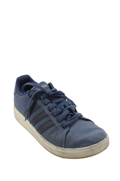 Adidas Womens Lace Up Logo Canvas Low Top Sneakers Blue White Size 6