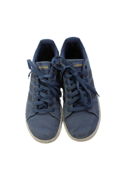 Adidas Womens Lace Up Logo Canvas Low Top Sneakers Blue White Size 6