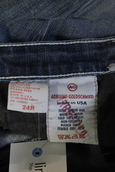 AG Adriano Goldschmied Women Petites Bootcut Jeans Blue Button Fly Size 24