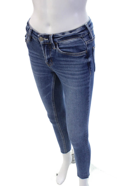 Vervet Womens Ankle Skinny Jeans Blue Mid Rise Button Size 24