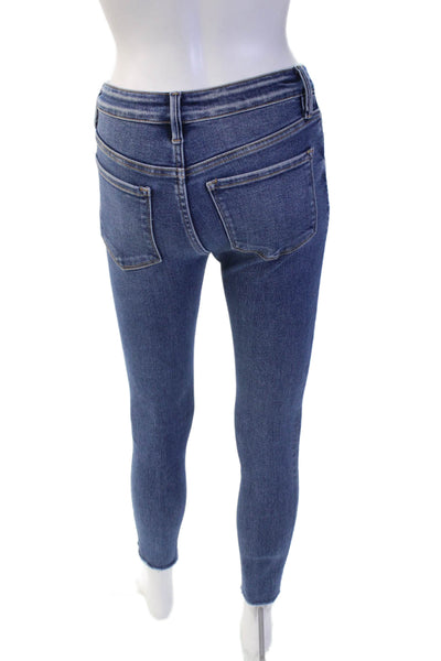 Vervet Womens Ankle Skinny Jeans Blue Mid Rise Button Size 24
