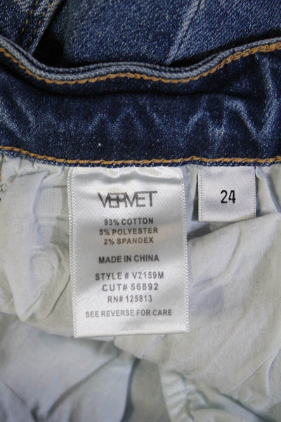 Vervet Womens Ankle Skinny Jeans Blue Mid Rise Button Size 24
