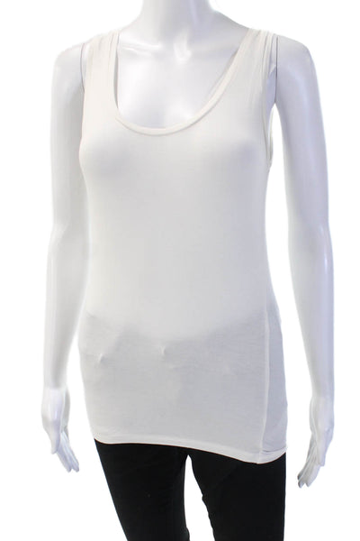 Majestic Filatures Women Basic Sleeveless Tank White Round Neck Size 1