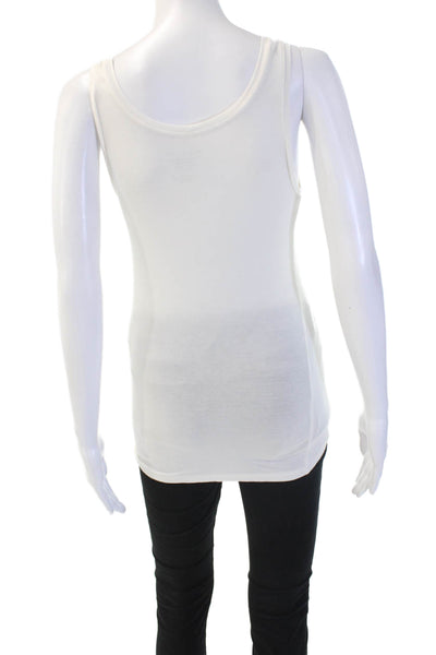 Majestic Filatures Women Basic Sleeveless Tank White Round Neck Size 1