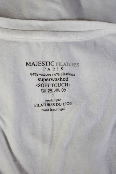 Majestic Filatures Women Basic Sleeveless Tank White Round Neck Size 1