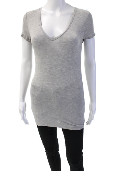 Majestic Paris Womens Basic Jersey V-Neck Short Sleeve T-Shirt Gray Size 1