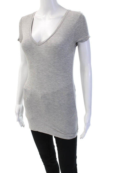 Majestic Paris Womens Basic Jersey V-Neck Short Sleeve T-Shirt Gray Size 1