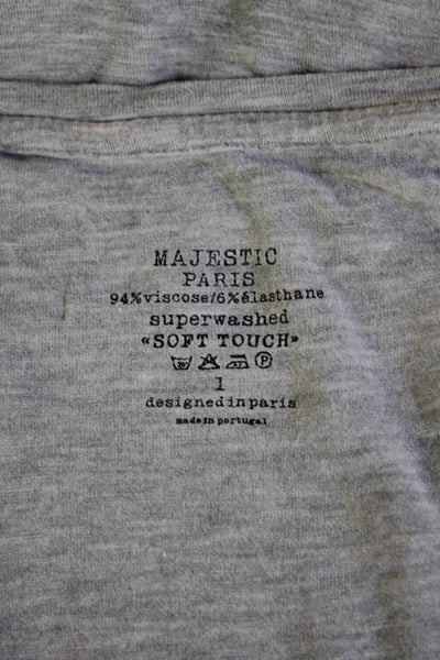 Majestic Paris Womens Basic Jersey V-Neck Short Sleeve T-Shirt Gray Size 1