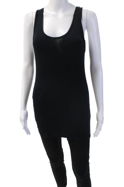 Majestic Paris Women Basic Sleeveless Tunic Tank Black Round Neck Size 1