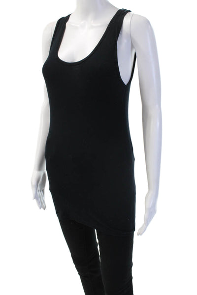 Majestic Paris Women Basic Sleeveless Tunic Tank Black Round Neck Size 1