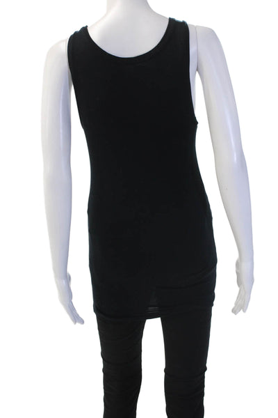 Majestic Paris Women Basic Sleeveless Tunic Tank Black Round Neck Size 1