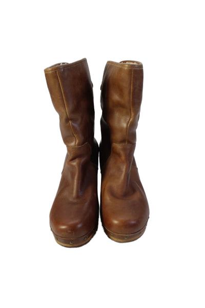 UGG Australia Womens Slip On Block Heel Shearling Lined Booties Brown Size 6