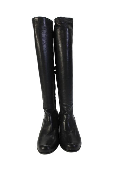 Coclico Womens Side Zip Block Heel Knee High Windy Horse Boots Black Leather Siz