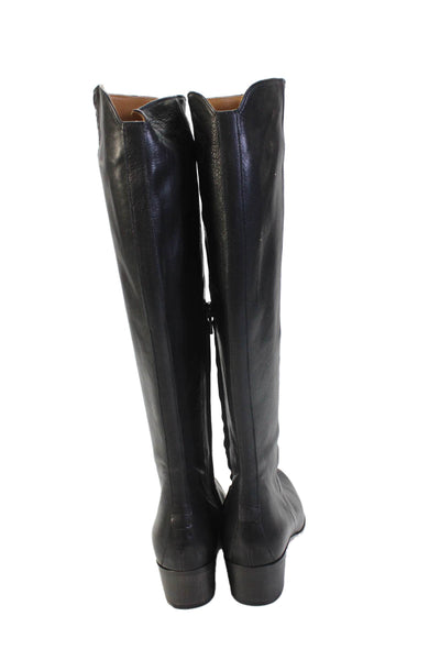 Coclico Womens Side Zip Block Heel Knee High Windy Horse Boots Black Leather Siz