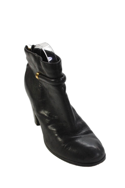 Aerin Womens Leather Zippered High Heeled Ankle Boots Black Size 8