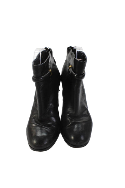 Aerin Womens Leather Zippered High Heeled Ankle Boots Black Size 8